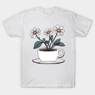 cup of Coffee With Flowers T-Shirt